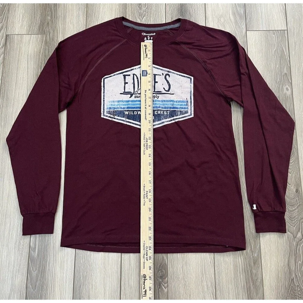 Champion Long Sleeve Eddie’s Surf & Supply Crewneck Shirt Mens Sz Medium - Picture 8 of 9